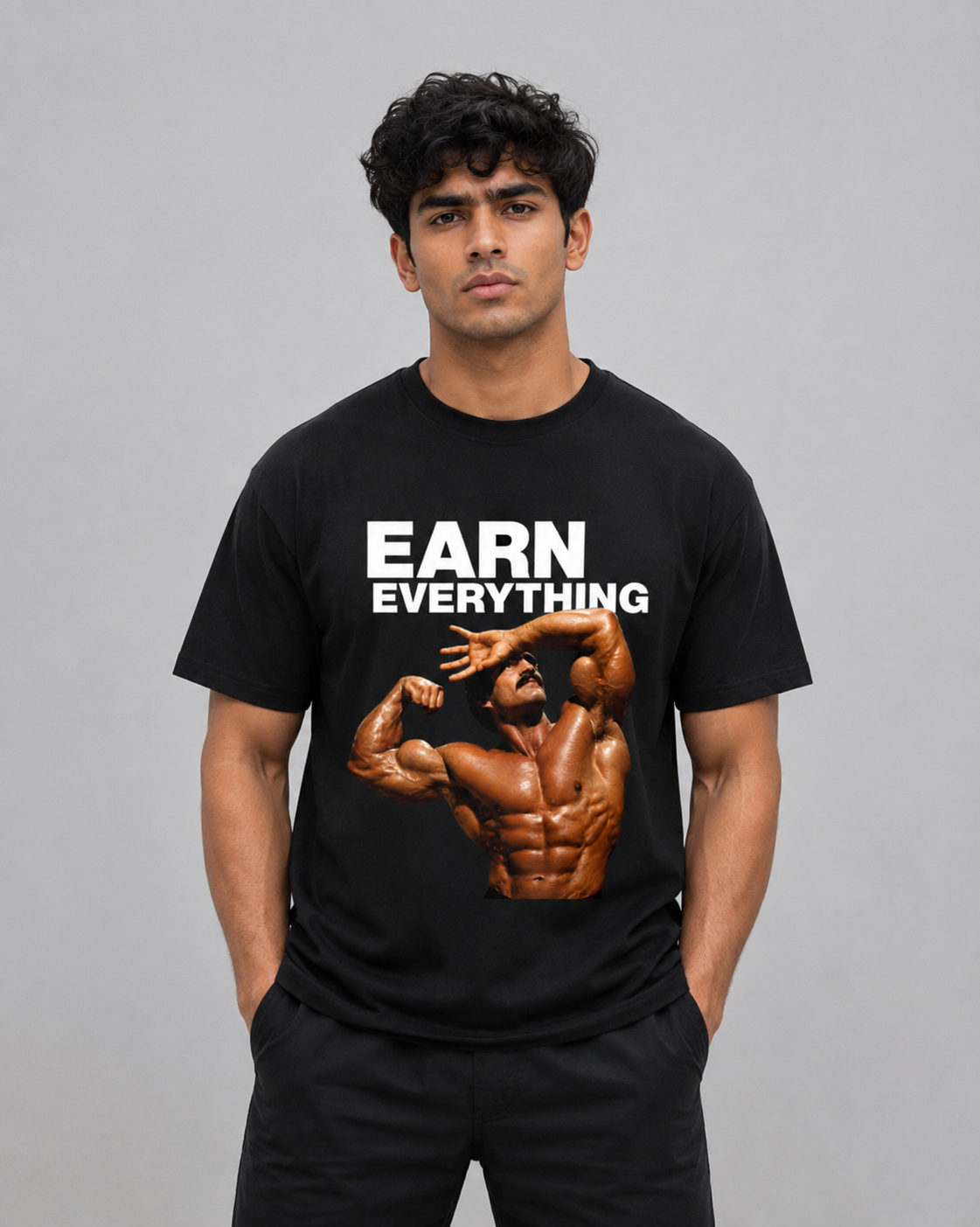 Earn Everything Premium Gym T-Shirt | 100% Cotton 180 GSM Half Sleeve Tee