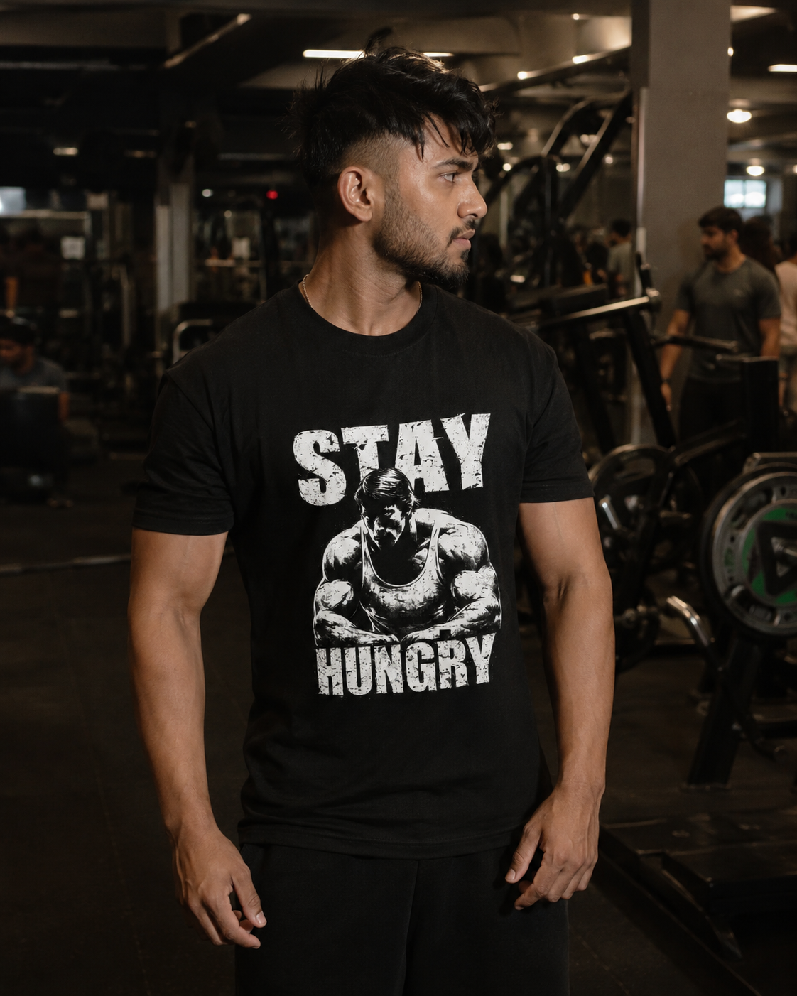 Stay Hungry Graphic Gym T-Shirt | Unisex 180 GSM Premium Cotton | Workout, Fitness & Streetwear | HouseofEvery