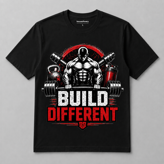 Build Different Unisex Gym T-Shirt | 180 GSM Premium Cotton | Houseofevery