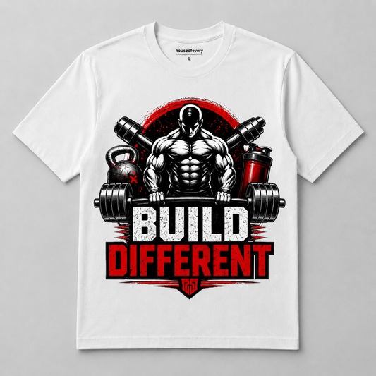 Build Different Unisex Gym T-Shirt | 180 GSM Premium Cotton | Houseofevery